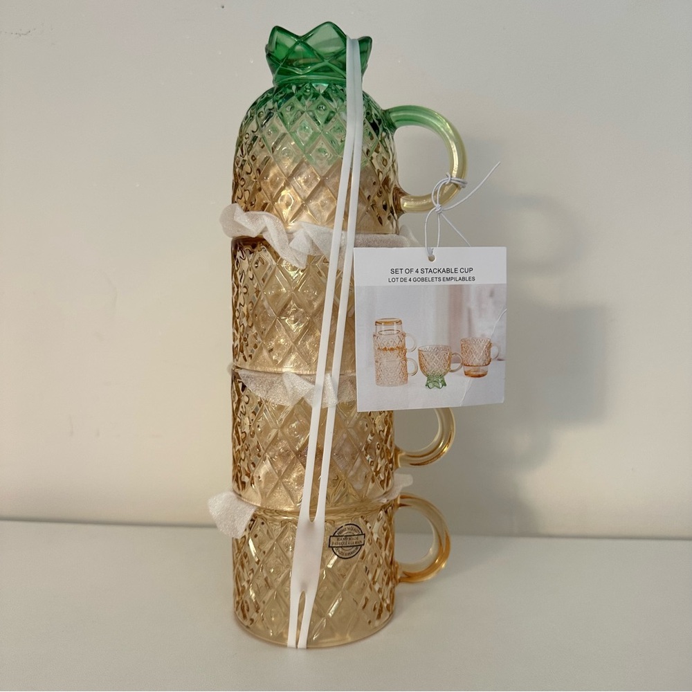Glass Stackable Pineapple Cups